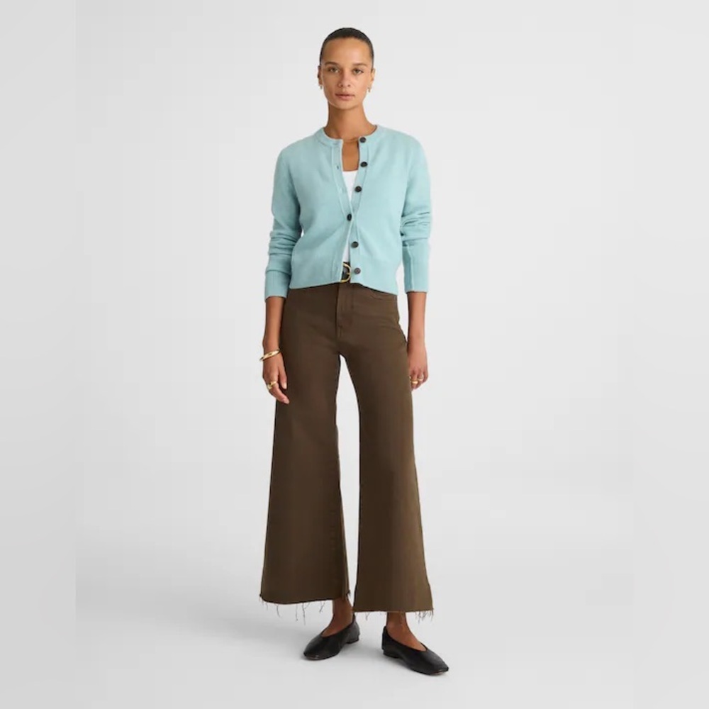 NWT Madewell Flared Wide-Leg Crop Jeans in Dark Mocha Size 23
